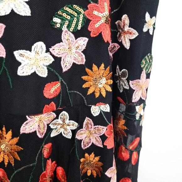 Bronx & Banco Moulin Rouge Floral Embroidered Sleeveless Mini Dress Medium - Picture 8 of 10